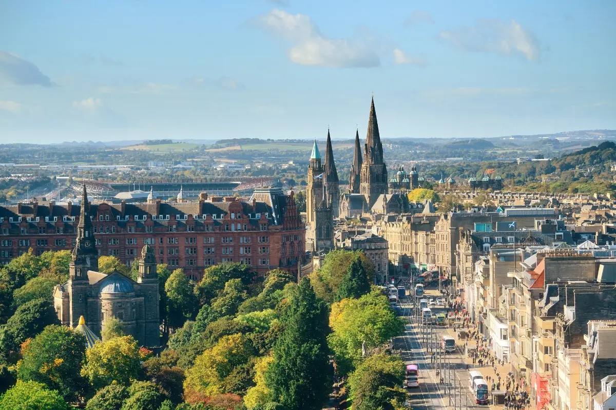Vista panorámica de Edimburgo con Princes Street